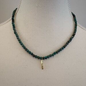Turquoise Green “Mama” Beaded Necklace